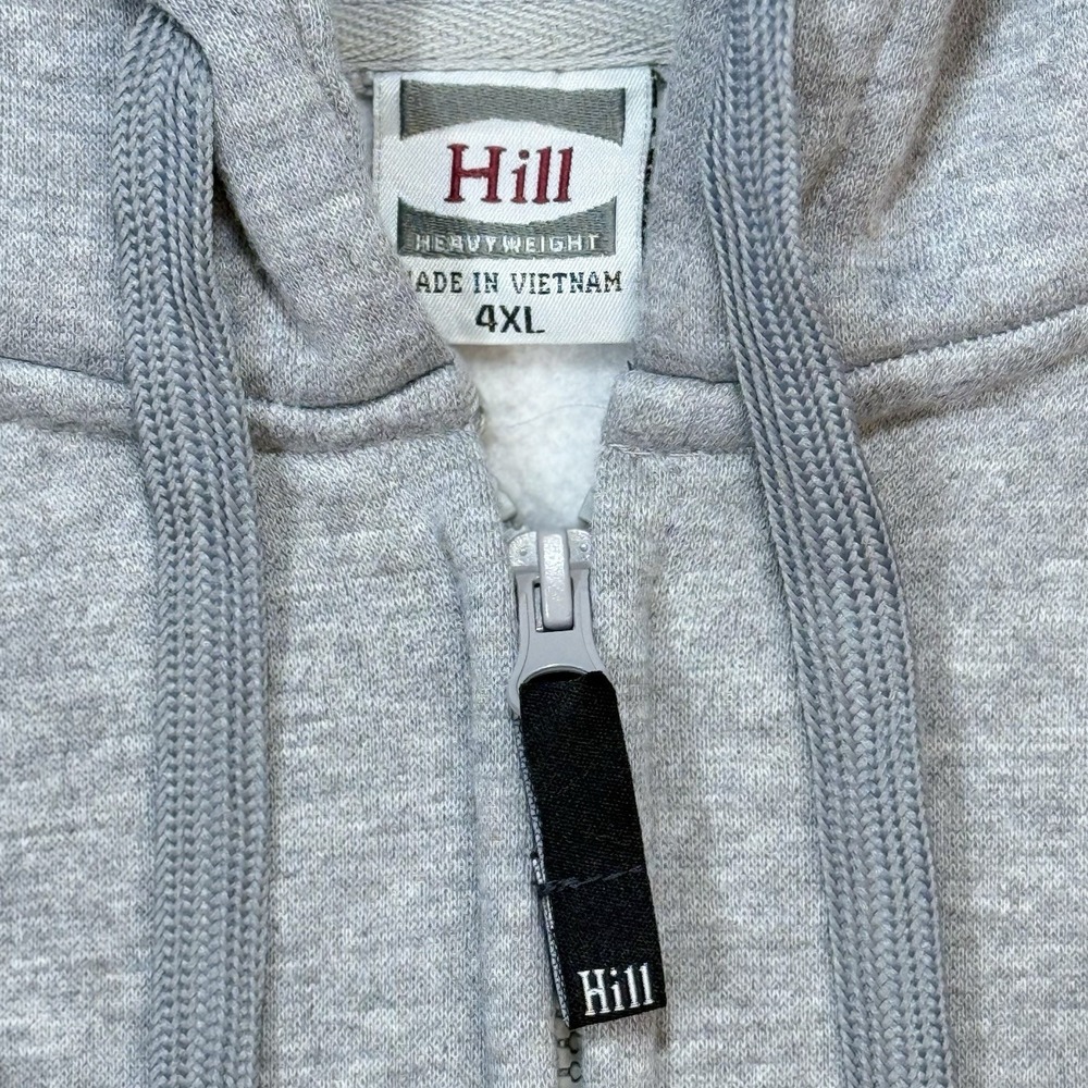 Hill Heavyweight Hoodie Mens 4XL Gray Full Zip Sweatshirt Fleece Lined Casual - Picture 2 of 6